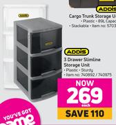 Addis 3 Drawer Slimline Storage Unit-Each