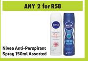 Nivea Anti Perspirant Spray Assorted-For 2 x 150ml