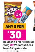 Baumann's Marie Biscuit 150g Or Willards Cheas Naks 135g Assorted-For Any 3