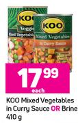 Koo Mixed Vegetables In Curry Sauce Or Brine-410g Each