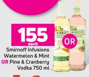 Smirnoff Infusions Watermelon & Mint Or Pine & Cranberry Vodka-750ml Each