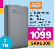 WD 2TB Elements Portable Hard Drive WDBU6Y0020BB