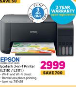 Epson Ecotank 3 In 1 Printer L3110/L3111