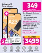 2 x Samsung Galaxy A23 Smartphone-On 1GB Red Top Up Core More Data + On Promo 70