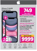 2 x Apple iPhone 11 64GB Smartphone-On 1GB Red Core More Data + On Promo 70