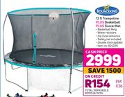 Bounceking 12 Ft Trampoline Plus Basketball Plus Soccer Net