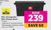 Big Jim 160L Storage Box With Wheels Black