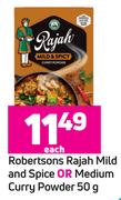 Robertson's Rajah Mild And Spice Or Medium Curry Powder- 50g