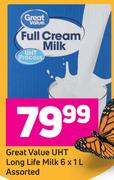 Great Value UHT Long Life Milk Assorted- 6 x 1Ltr