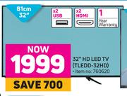 Telefunken 32" HD LED TV TLEDD-32HD