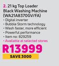 Samsung 21Kg Top Loader Black Washing Machine WA21A8370GV/FA