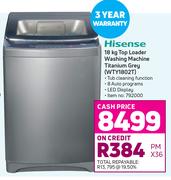 Hisense 18Kg Top Loader Washing Machine Titanium Grey WTY1802T