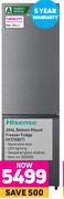 Hisense 264L Bottom Mount Freezer Fridge H370BIT