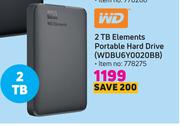 WD 2TB Elements Portable Hard Drive WDBU6Y0020BB