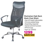 Manhattan High Back Mesh Chair Black