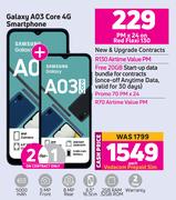 2 x Samsung Galaxy A03 Core 4G Smartphone-On Red Flexi 130 + On Promo 70