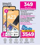 2 x Samsung Galaxy A23 Smartphone-On 1GB Red Top Up Core More Data + On Promo 70