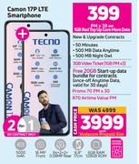 2 x Tecno Camon 17P LTE Smartphone-On R1GB Red Top Up Core More Data + On Promo 70