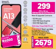 Samsung Galaxy A13 Smartphone-On 1GB Red Top Up Core More Data