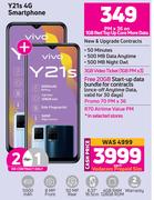 2 x Vivo Y21s 4G Smartphone-On 1GB Red Top Up Core More Data + On Promo 70
