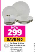 Always Home 20 Piece Scallop Porcelain Diner Set-Per Set