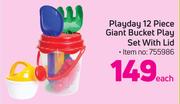 Playday 12 Piece Gaint Bucket Play Set With Lid-Each