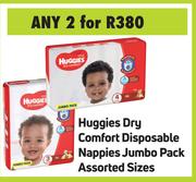 Huggies Dry Comfort Disposable Nappies Jumbo Pack (Assorted Sizes)-For Any 2
