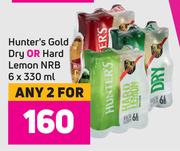 Hunter's Gold Dry Or Hard Lemon NRB-For Any 2 x 6 x 330ml 