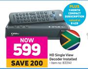 DSTV HD Single View Decoder Installed