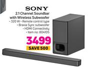 Sony 2.1 Channel Soundbar With Wireless Subwoofer