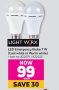 Lightworx LED Emergency Globe 7W (Cool White Or Warm White)-Each