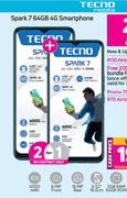 2 x Tecno Spark 7 64GB 4G Smartphone-On Red Flexi 130 And Promo 70 PMx24