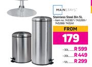 Mainstays 30Ltr Stainless Steel Bin