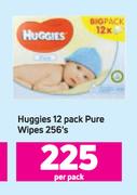 Huggies 12 Pack Pure Wipes-256's Per Pack