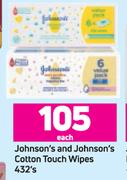 Johnson's & Johnson's Cotton Touch Wipes-432's Pack Each