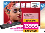 Hisense 65" (165cm) UHD Smart TV 65A7100 Plus Sound Bar Home Theater HS214-For Both