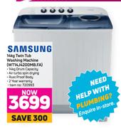 Samsung 14kg Twin Tub Washing Machine WT14J4200MB.FA)