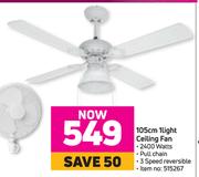 Logik 105cm 1 Light Ceiling Fan