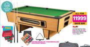 Coin Operated Pool Table + Pool Ball Set + 6 Pack Freen Billiard Chalk + Plastic Triangle-For All