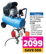 Trade Air 24L Air Compressor + 5 Piece Accessory Kit (C108)