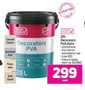 Simple Choice 20L Decorators PVA Paint-Each