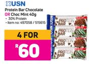 USN Protein Bar Chocolate Or Choc Mint 40g-For 4