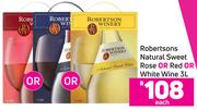 Robertsons Natural Sweet Rose Or Red Or White Wine 3Ltr- Each