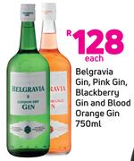 Belgravia Gin, Pink Gin, Blackberry Gin And Blood Orange Gin 750ml- Each