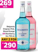 Belgravia Original, Pink, Blood Orange Or Blackberry Gin-For Any 2 x 750ml
