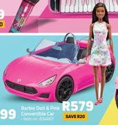 Barbie Doll & Pink Convertible Car