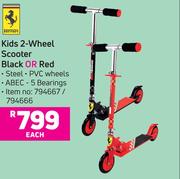 Ferrari Kids 2 Wheel Scooter Black Or Red-Each