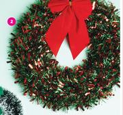 45cm Tinsel Wreath-Each