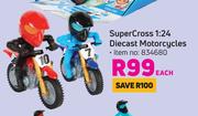 Super Cross 1:24 Diecast Motor Cycles-Each