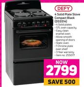 0Defy 4 Solid Plate Stove Compact Black DSS514